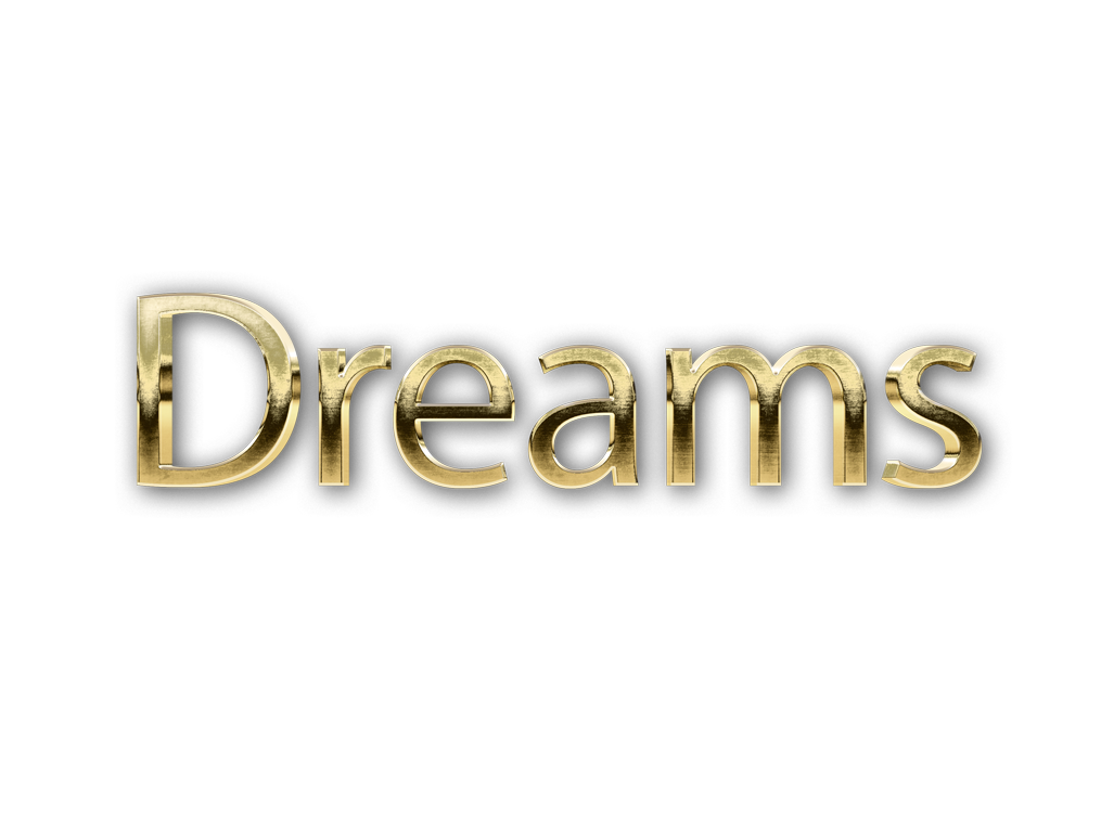 3D WORD DREAMS gold text effects art typography PNG images free